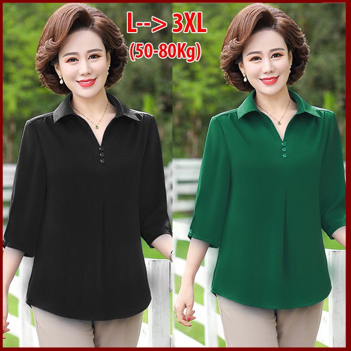 RẺ ĐẸP - ÁO SƠ MI GIẤU BỤNG - ÁO KIỂU TRUNG NIÊN CỔ ĐÍNH HÀNG NÚT CỔ BẺ KIỂU ÁO TẶNG MẸ U50 3A01 3A13