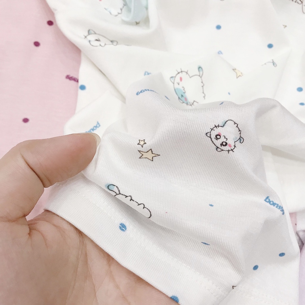 Bộ dài tay cho bé gái bon99 vải pettit hoạ tiết động vật dễ thương BONPT01