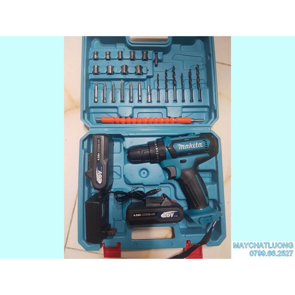 MÁY KHOAN PIN MAKITA 26V  3 CHỨC NĂNG – BẮN VÍT, KHOAN, BÚA