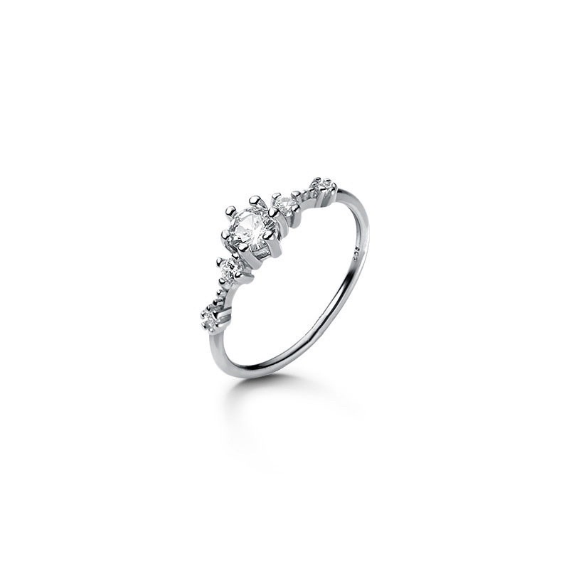 Nhẫn nữ bạc ta đính đá sang trọng Asimi, Nhẫn bạc nữ đính đá to 4 ly quyến rũ Host Ring NA02
