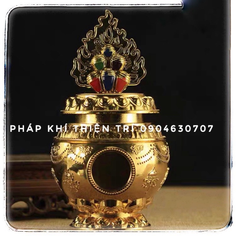 Bảo Bình Mật Tông, loại dày đẹp ,chất liệu thủy tinh cao cấp, cao 17,5 cm, họa tiết bát cát tường