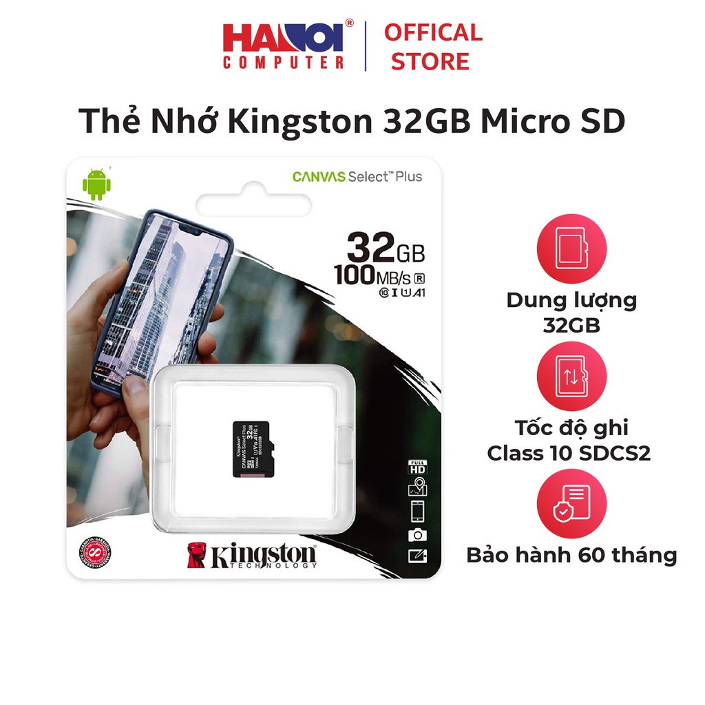 Thẻ Nhớ Kingston 32GB Micro SD Class 10 SDCS2/32GBSP (Không adapter)