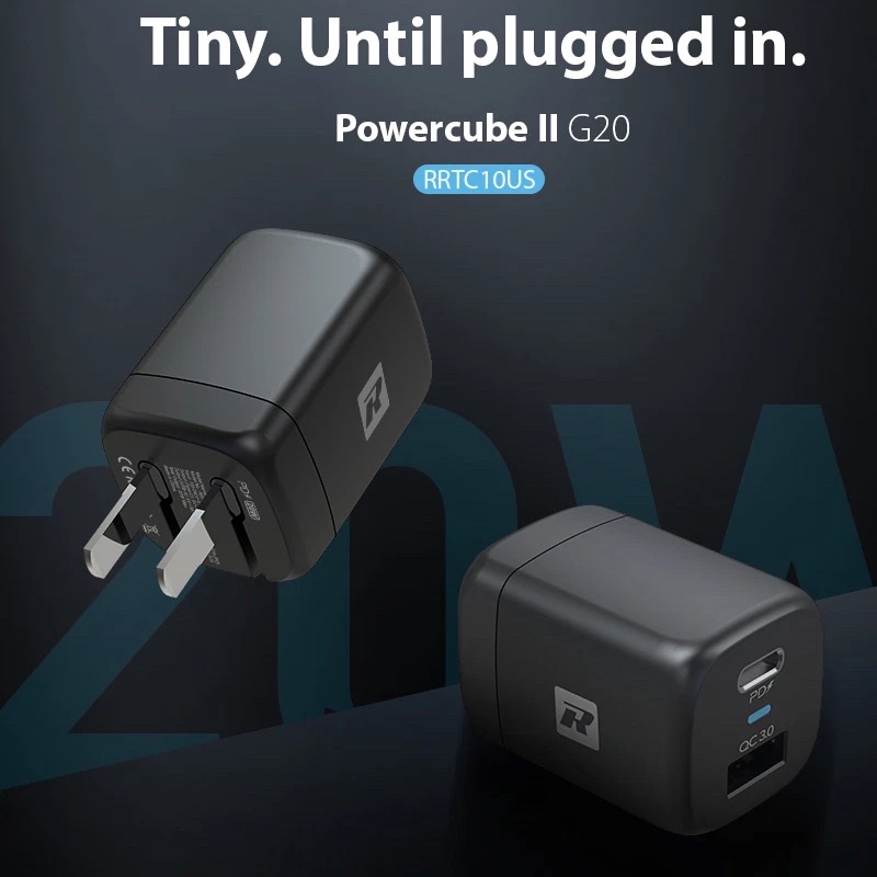 CỐC SẠC NHANH ROCKROSE 2 CỔNG POWERCUBE II G20 TRAVEL CHARGER 20W