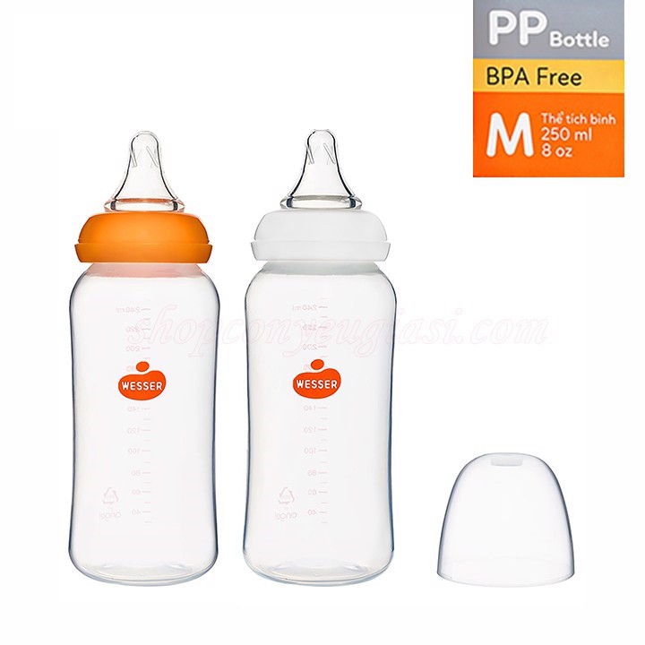 Bình Sữa Wesser Cổ Hẹp PP Mẫu mới 60ml - 140ml - 250ml