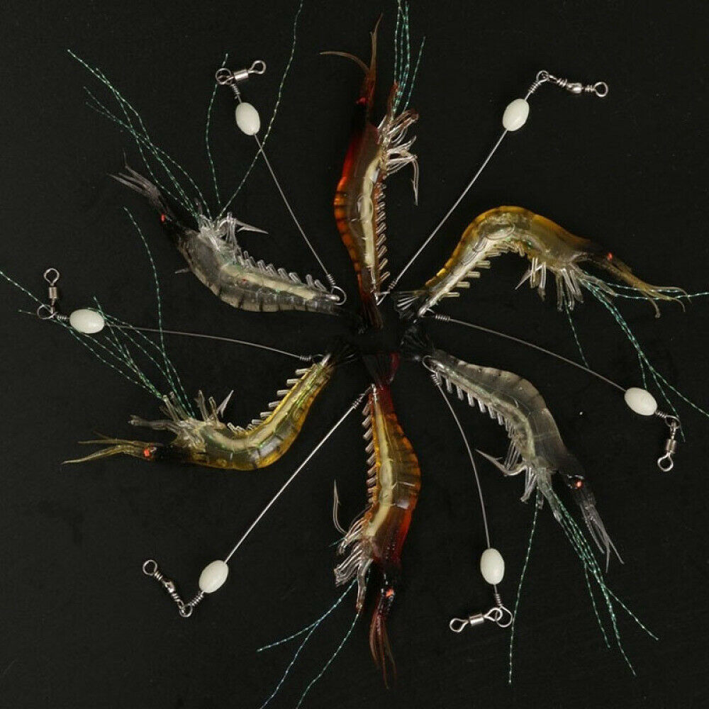 【COD】Set 6 Mồi Câu Cá Giả Hình Tôm Dạ Quang 9cm