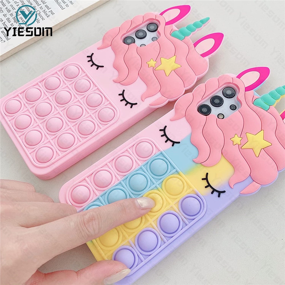 Ốp Điện Thoại Hình Kỳ Lân Cầu Vồng Gắn Dây Đeo Cho Samsung Galaxy A01 A02 A02S A11 A12 A21S A31 A51 A71 A32 A52 A72 A70 A20