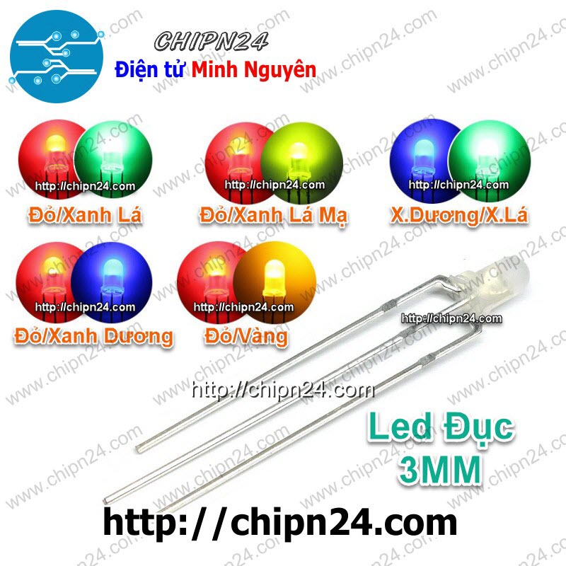 Led 2 màu 3 chân 3MM Đục  -