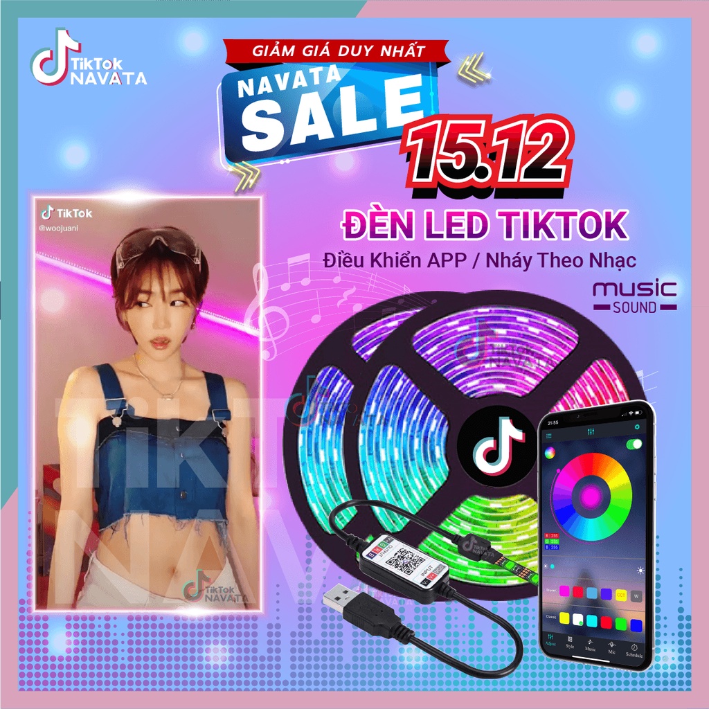 [ Đèn Led TikTok ] Chỉnh APP trên 16 triệu màu nháy theo nhạc đèn trang trí triệu view TikTok