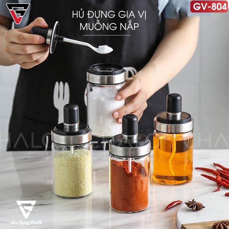 Hũ Đựng Gia Vị Có Muỗng, Lọ Đựng Gia Vị