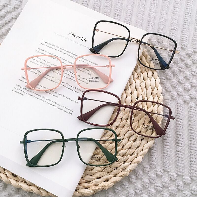 Kính Mát Gọng Vuông Oversize Chống Ánh Sáng Xanh Thời Trang Cho Nữ