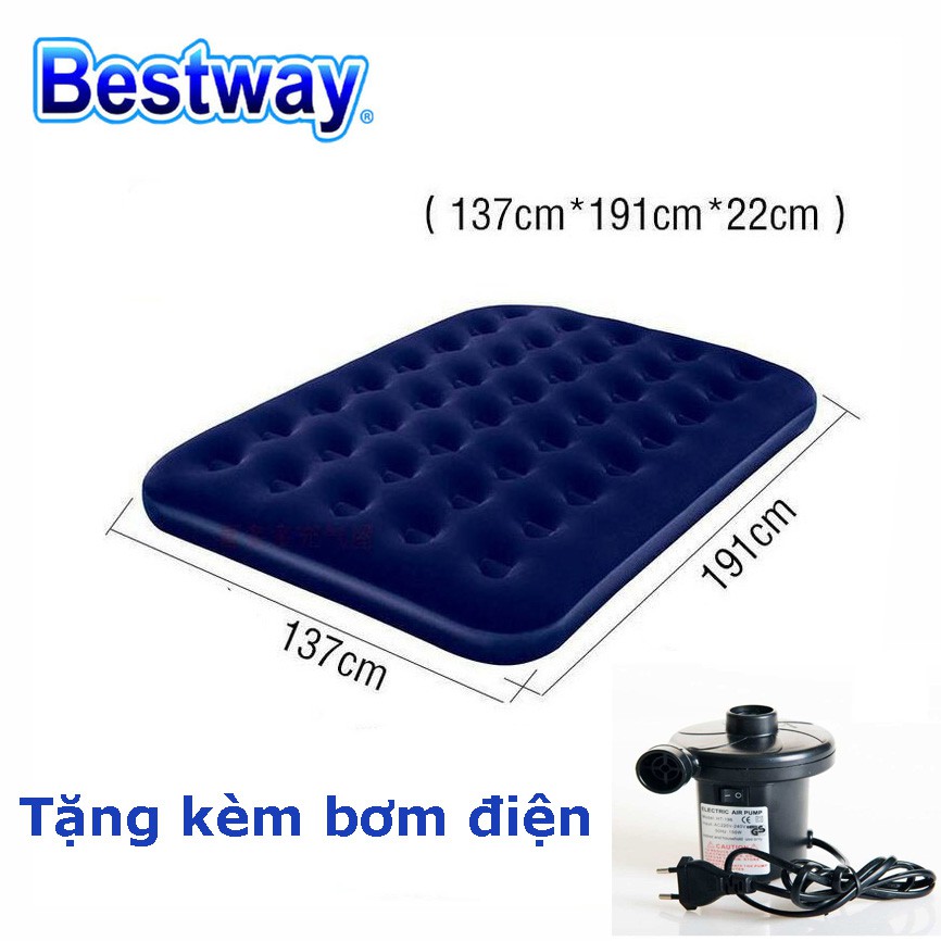 Đệm Hơi Bestway 67002 (Tặng Bơm Điện 2 chiều) Kích thước 1.91m x 137cm x 22cm