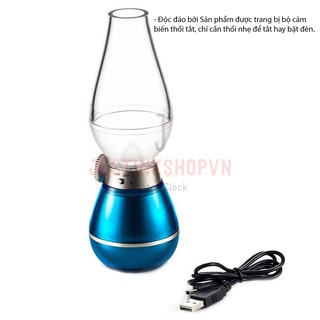 ĐÈN NGỦ TRANG TRÍ BÀN THỜ DẦU ĐIỆN TỬ CẢM ỨNG RETRO DÙNG PIN SẠC CÓ LOA BLUETOOTH ĐỌC THẺ THỔI LÀ SÁNG - JLVQ-4591-LBDT