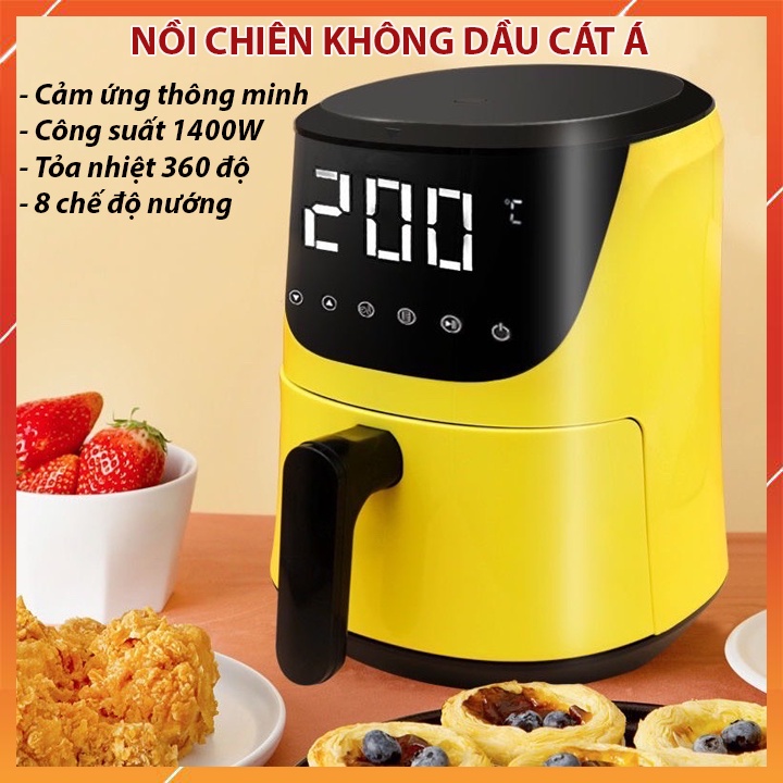 Nồi chiên không dầu Cát Á cảm ứng / núm cơ, Công suất 1400W, Dung tích 5L, 8 chế độ nướng, Thiết kế thông minh - BH 12M