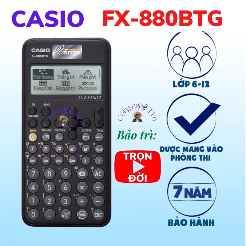 Máy tính casio FX-880 BTG Bảo hành 7 năm chính hãng , máy tính học sinh mới nhất