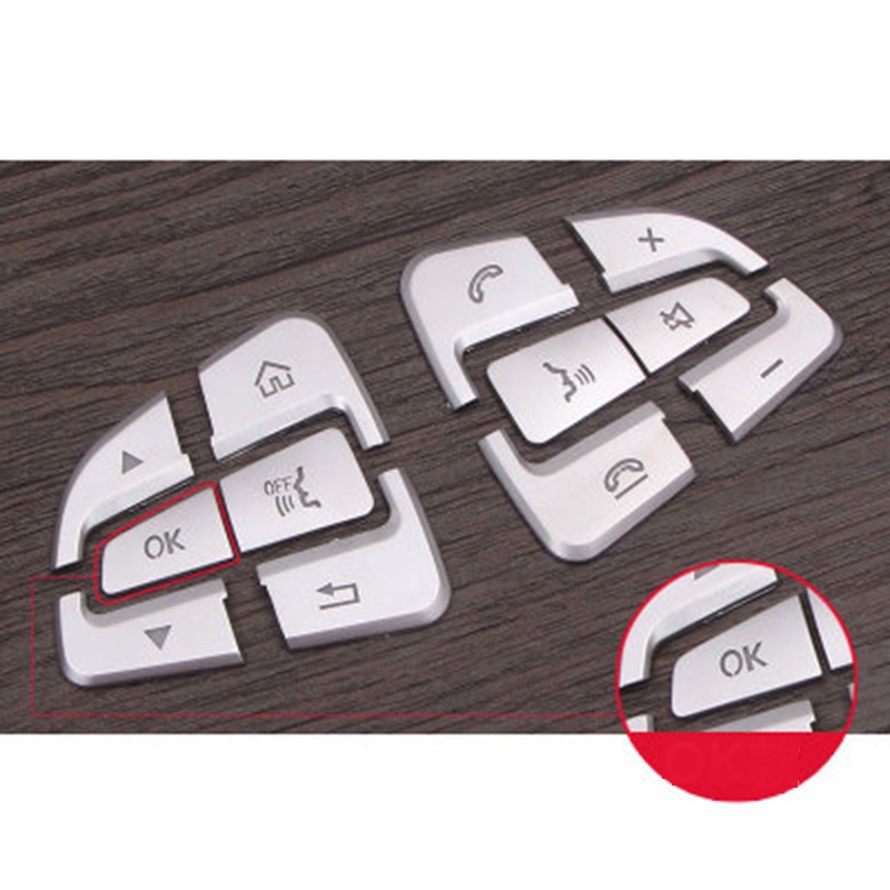 Bộ 12 miếng dán trang trí nút bấm vô lăng bằng ABS màu bạc cho xe Mercedes Benz Glc X253 2015 2016 & C W205 2014 2015