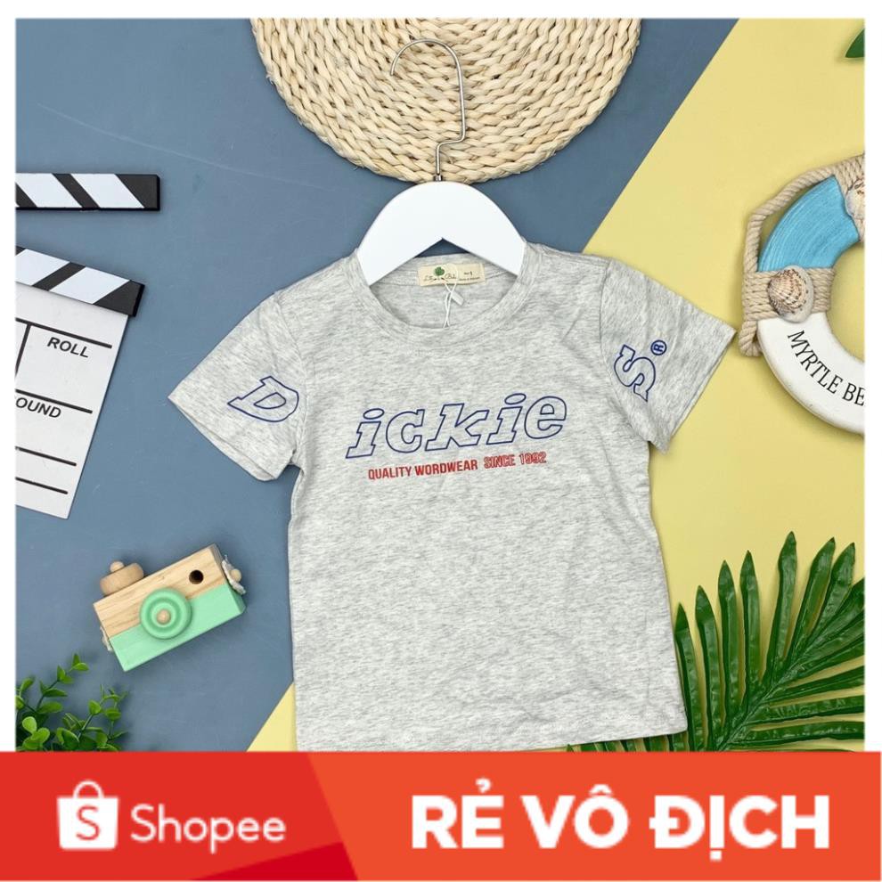 Áo cotton bốn chiều cộc tay in chữ ICKIE bé trai size 1-8T, cho bạn từ 10-25kg. Chất cotton siêu đẹp, co giãn tốt