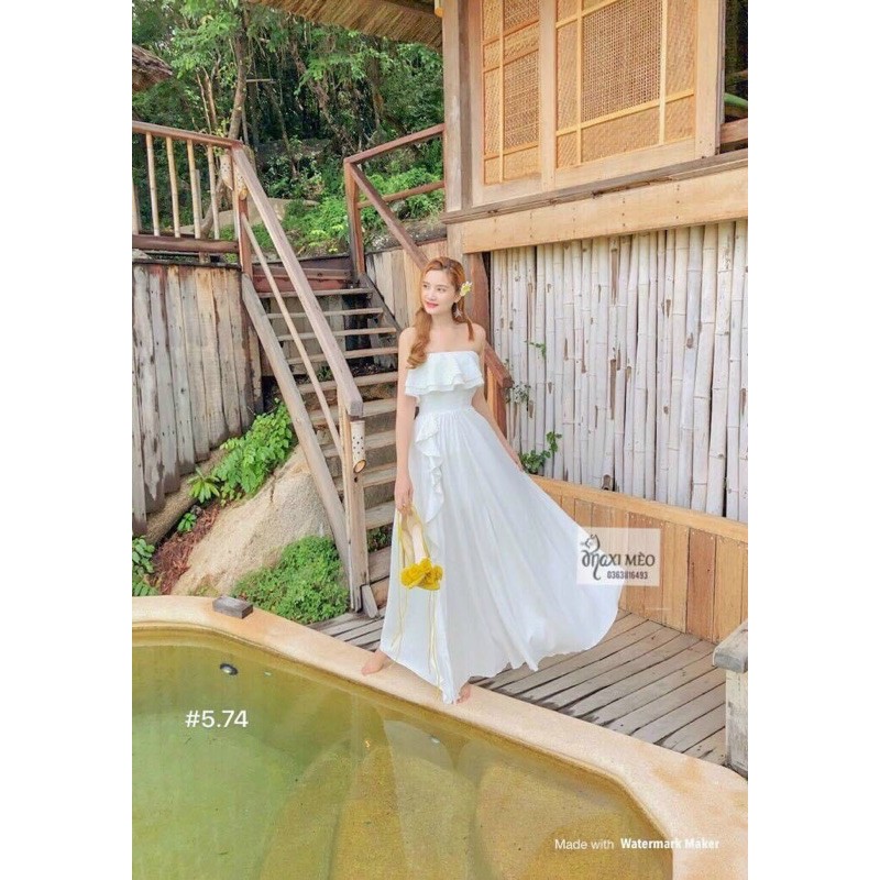 Đầm maxi bẹt vai bèo | BigBuy360 - bigbuy360.vn