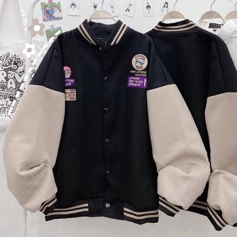 Áo khoác BOMBER TEEN Nam nữ unisex vải dày dặn 🤖 Tay dài form rộng Ulzzang