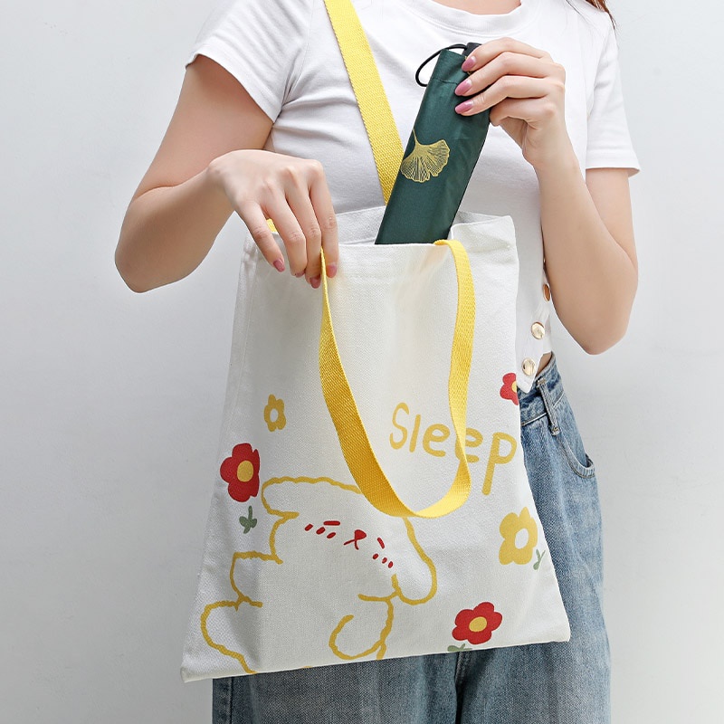 Túi vải in họa tiết hoạt hình dễ thương cho nữ