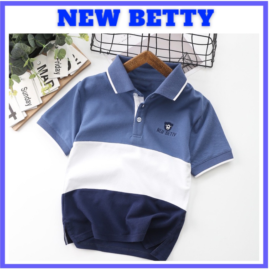 Áo thun Polo bé trai, gái . Phối 3 màu siêu Cưng. MS02 Chất vải Cotton kháng khuẩn, chống nhăn, thoáng mát. NEWBETTY