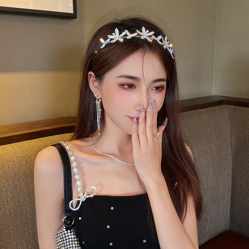 Băng đô cài tóc đính hoa kim cương giả nhiều màu sắc