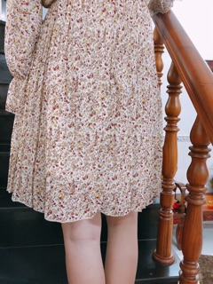 Đầm hoa nhí xếp li dập