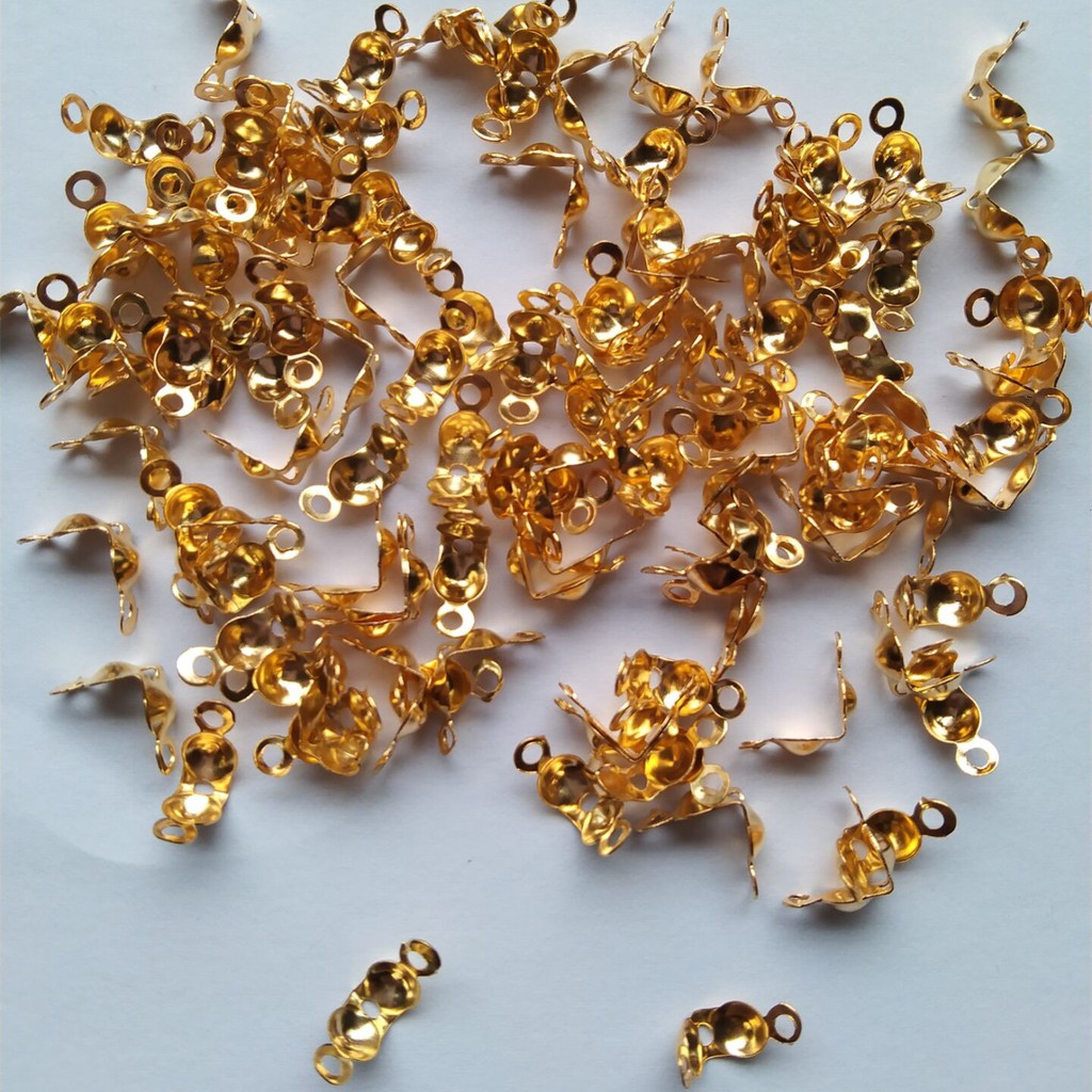 Set 100 đầu nối dây chuỗi 4*7mm bề mặt sáng bóng