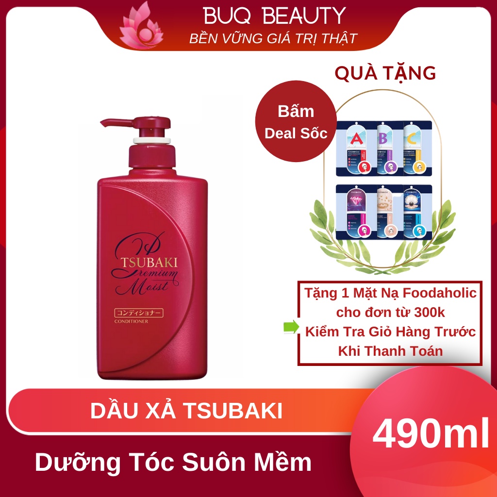 Dầu Xả Tóc Tsubaki Đỏ Nhật Bản Premium Moist Tsubaki Dưỡng tóc Suôn Mềm Bóng Mượt Chính Hãng (490ml/chai)