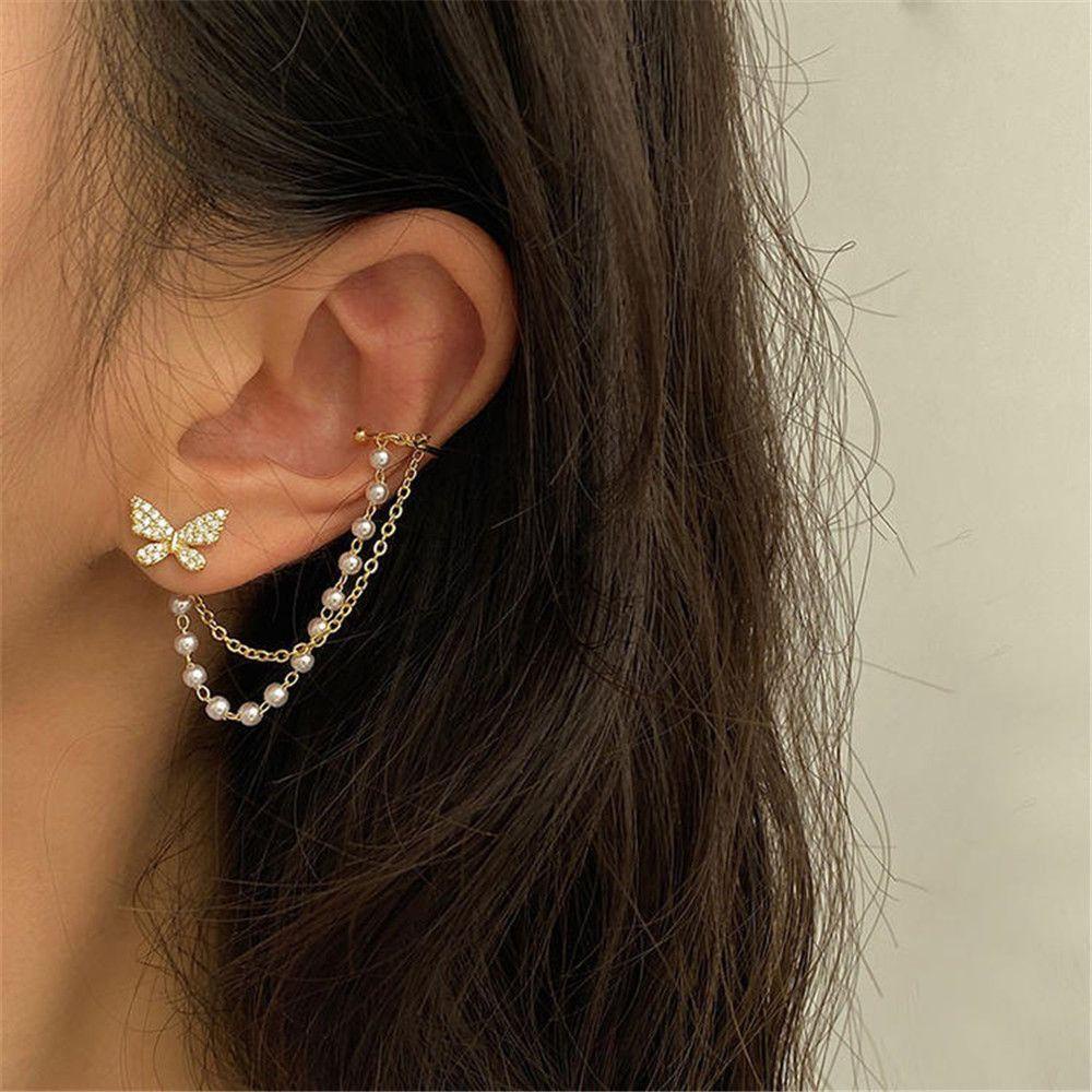 Khuyên Tai Dạng Kẹp Hình Bướm Lủng Lẳng