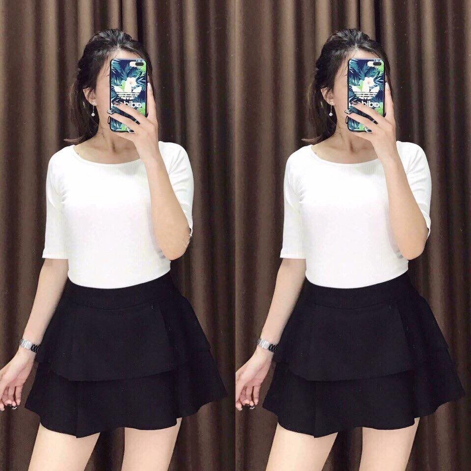 Chân váy ngắn 2 tầng xếp ly dáng xòe có quần lót trong - Chất vải Umi Hàn Quốc | BigBuy360 - bigbuy360.vn
