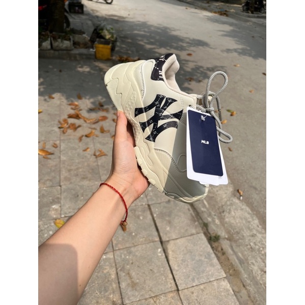 Siêu phẩm giày thể thao sneaker MLB độn đế holo chữ b nâu, ny đen  mới nam nữ ảnh thật tự chụp +freeship