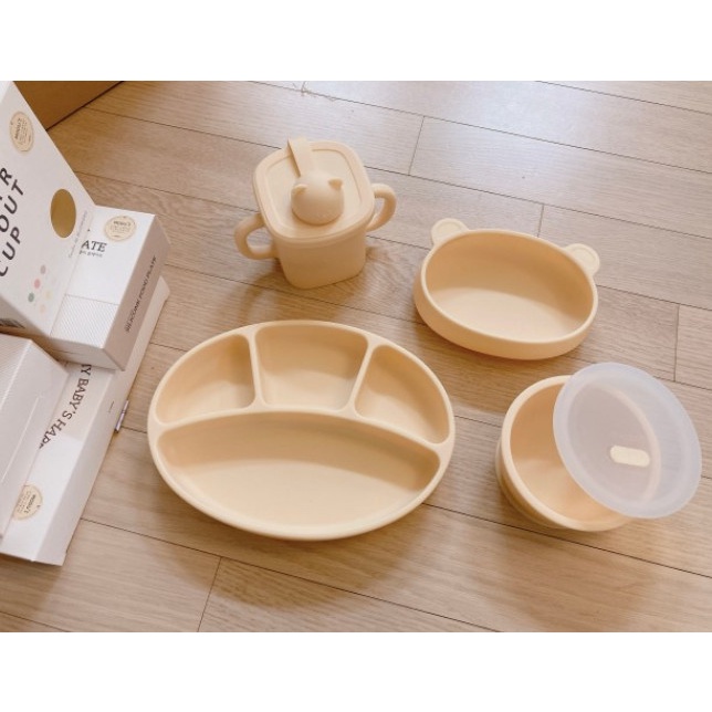 COMBO 4 món đồ ăn dặm silicon cao cấp chính hãng Bluemama