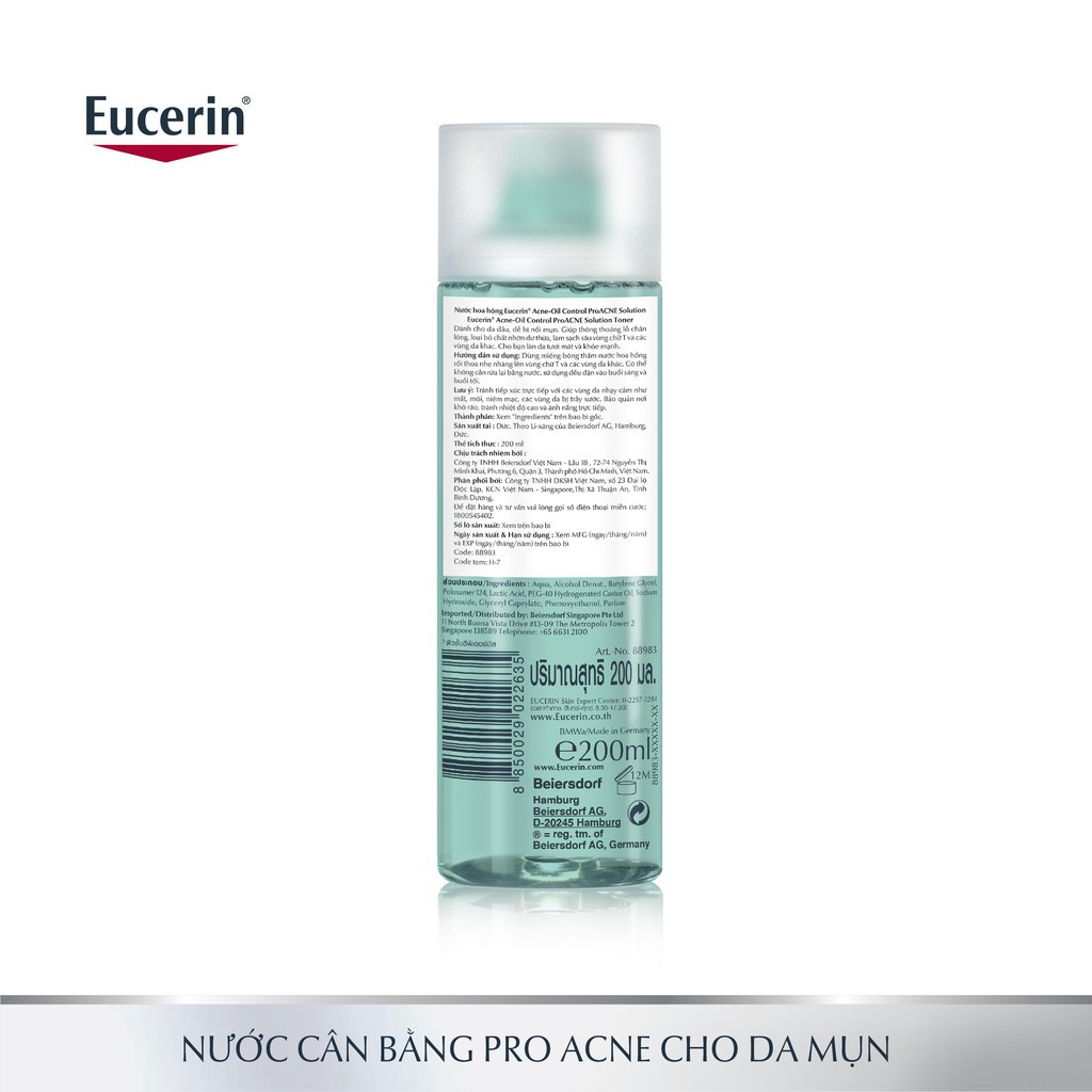 Eucerin nước cân bằng Toner dành cho da nhờn mụn Pro Acne Toner 200ml | BigBuy360 - bigbuy360.vn