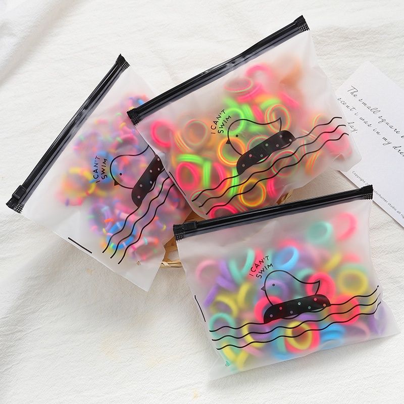 Combo 100 dây thun nhỏ cho bé buộc tóc kèm túi nhựa nhiều màu co giãn giá rẻ CB06