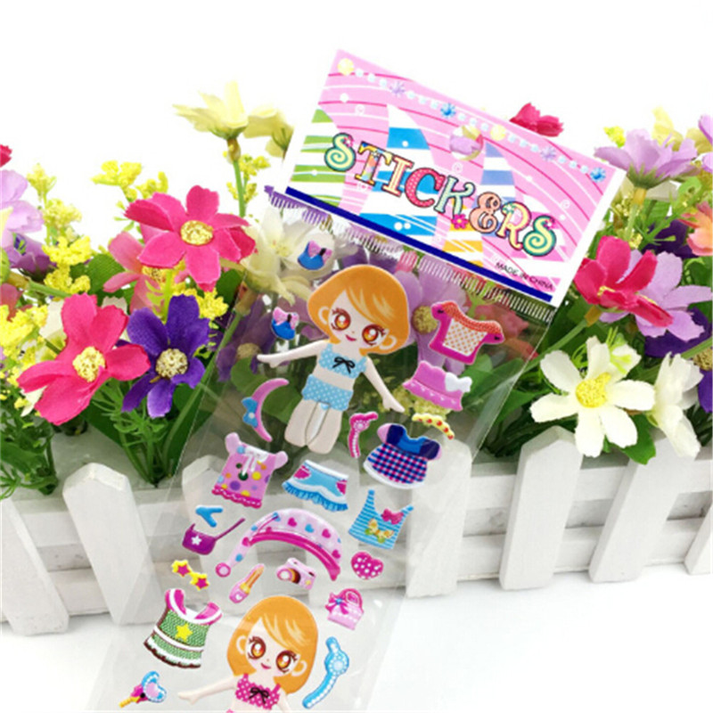 Set 5 Tấm Sticker Phồng 3D Dán Trang Phục Cho Bé Gái