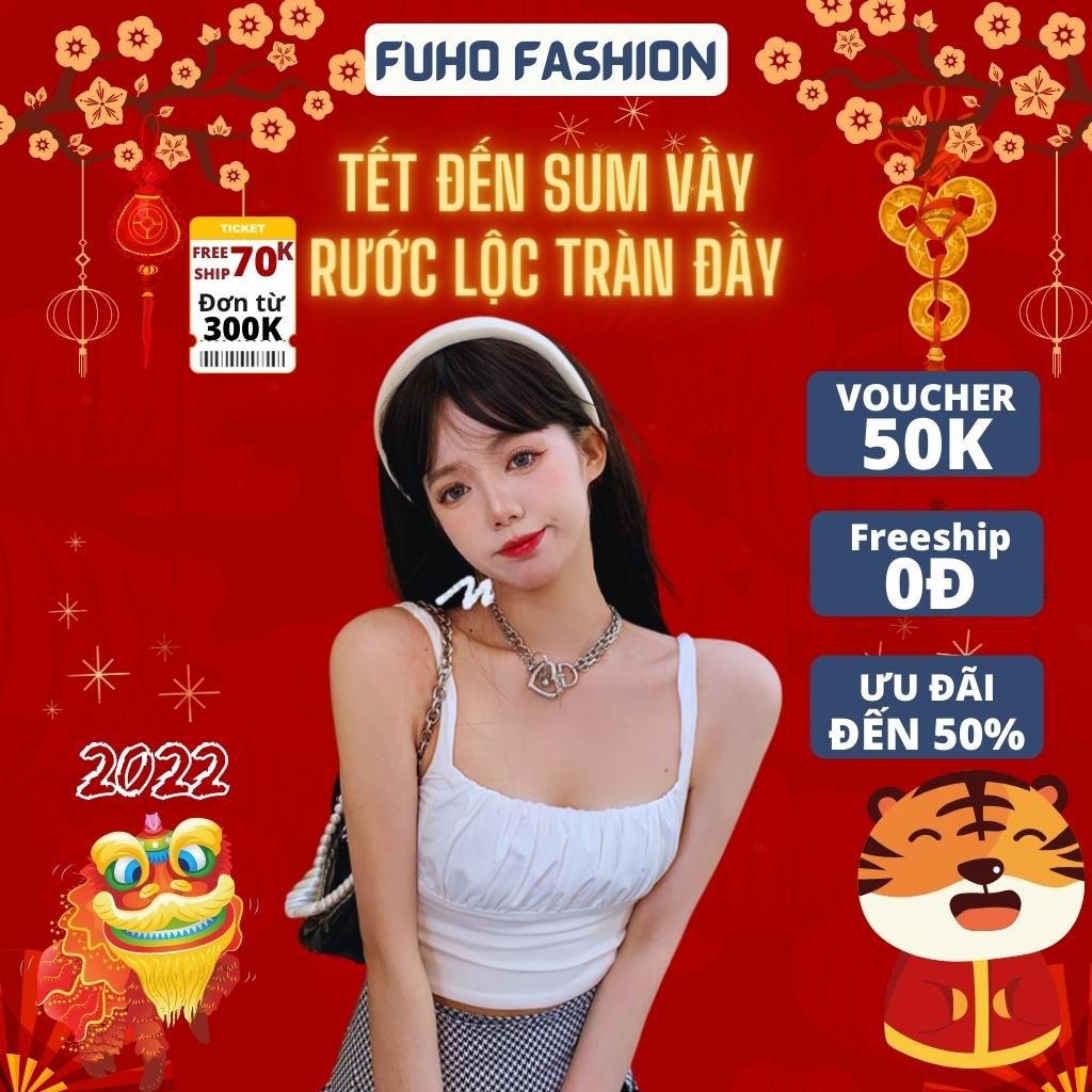 [ Hàng Cao Cấp ] Áo croptop nữ 2 dây FUHO Fashion cổ vuông ôm body tôn dáng 028