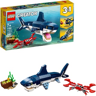 Đồ chơi lego sinh vật biển sâu (lego creator 3in1 deep sea creatures 31088 make a shark, squid, angler fish, and crab)