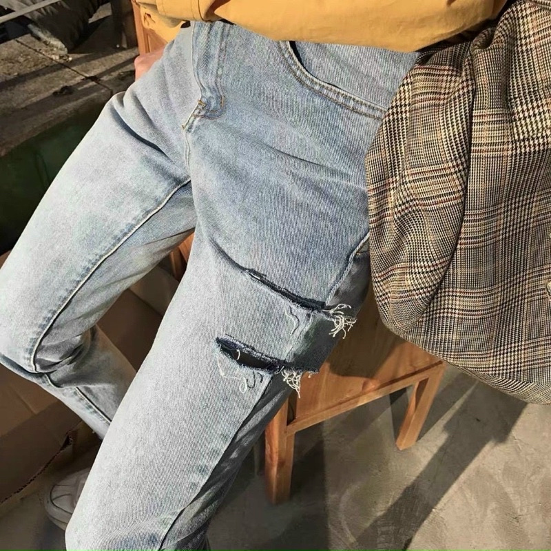 Quần skinny jean rách đùi Unisex (ảnh thật)