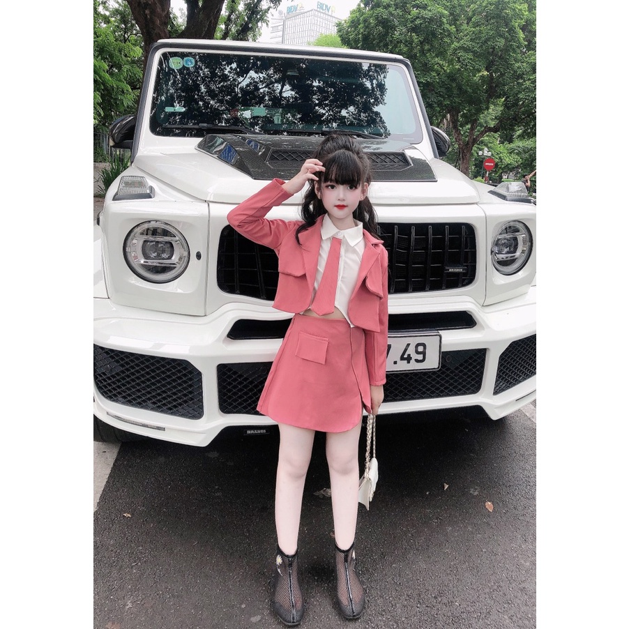 Set bộ sơ mi kết hợp vest đi học đi chơi cho bé gái