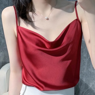 Áo lụa hai dây nữ cổ đổ thiết kế chất lụa satin cao cấp