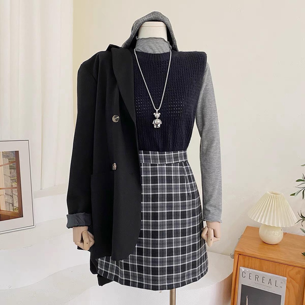 Áo gile LEN ĐAN LƯỚI CỔ TRÒN