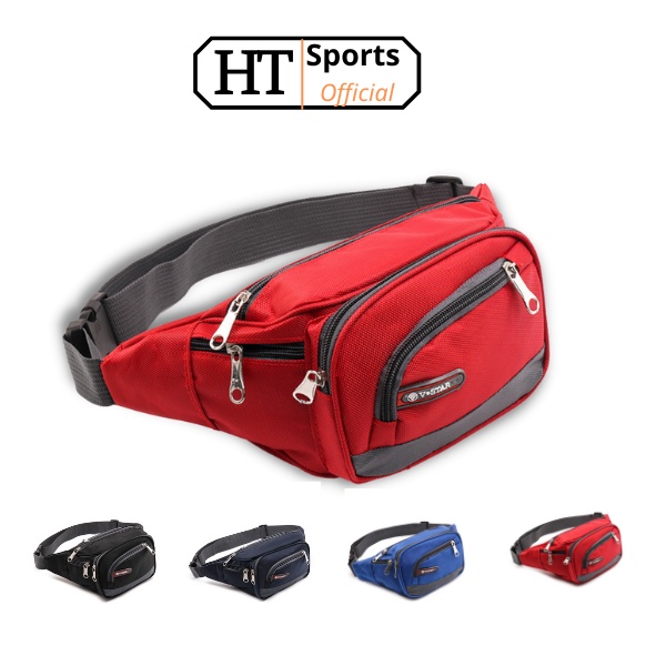Túi đeo hông nam nữ V-star HT Sports, đeo chéo nhiều ngăn tiện dụng chống thấm nước