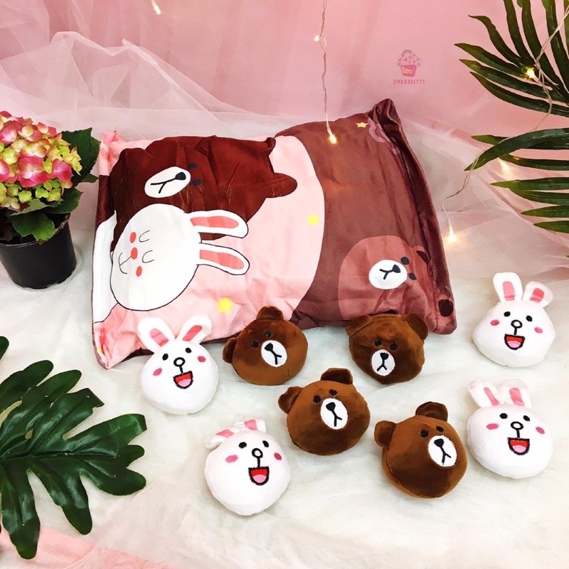 Túi gối pudding gấu thỏ bông dễ thương mẫu Gấu Thỏ Brown Cony Line