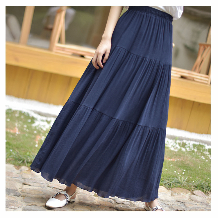 Chân Váy Cotton Lanh Dài Họa Tiết Hoa Nữ Tính | BigBuy360 - bigbuy360.vn