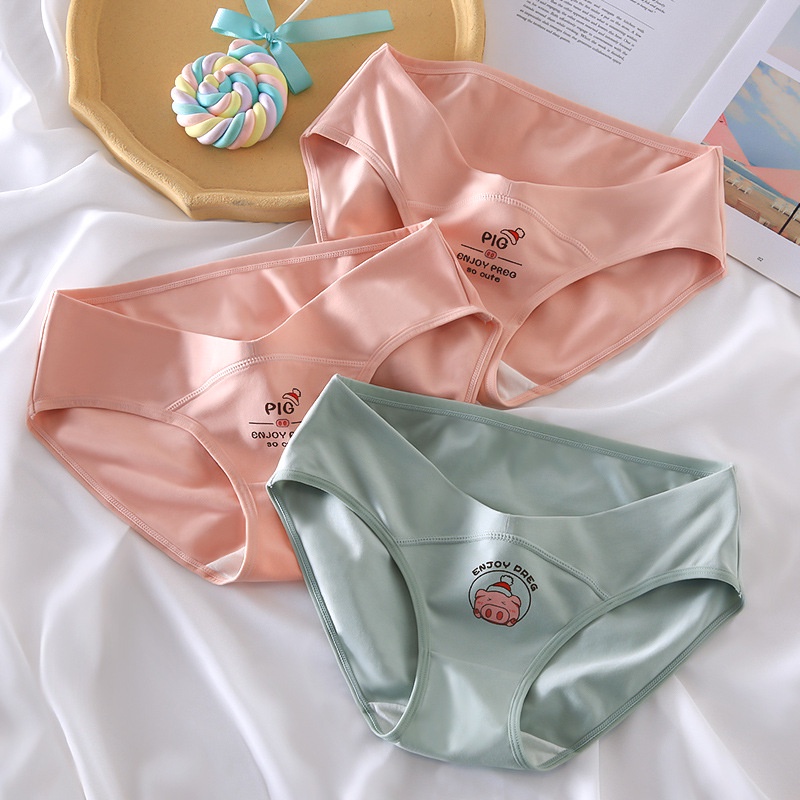 (QL22.50) Quần Lót bầu Cotton Nguyên Chất cạp Thấp Nâng Eo Cho Phụ Nữ Mang Thai Sau Sinh Size Lớn
