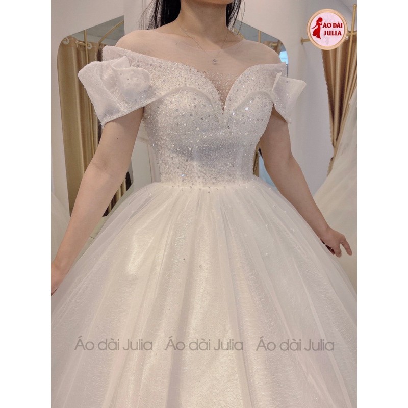 VÁY CƯỚI ÁO CƯỚI TRỄ VAI THIẾT KẾ BỞI ÁO DÀI JULIA