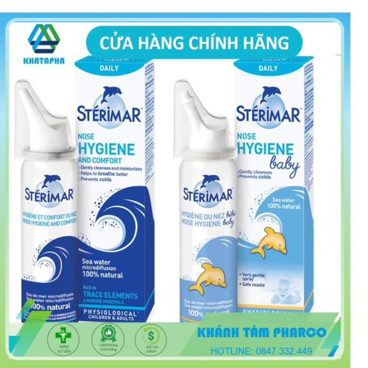 Sterimar Nose Hygiene - Dung dịch xịt mũi hằng ngày đẳng trương [sterima, xịt mũi cá heo, nước rửa mũi)