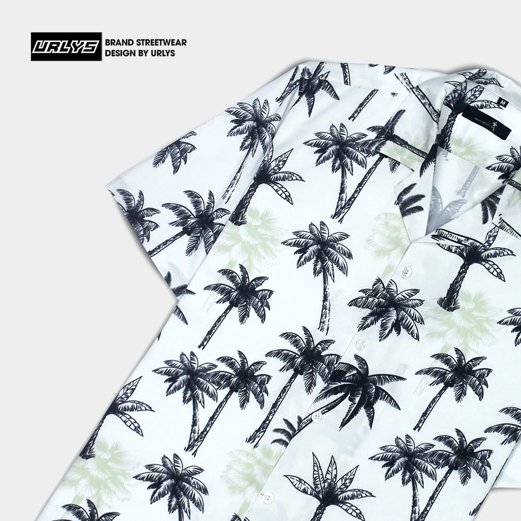 Áo sơ mi tay ngắn nam nữ URLYS form rộng sơ mi họa tiết tay lỡ cổ vest unisex ulzzang WHITE COCONUT