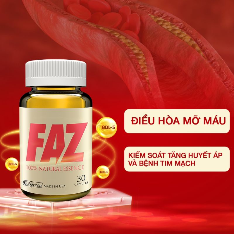 (CHÍNH HÃNG) FAZ giảm mỡ máu, hỗ trợ tim mạch 30 viên có tem tích điểm