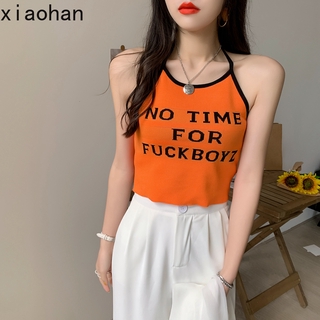 Áo thun nữ không tay thêu chữ phong cách hàn quốc